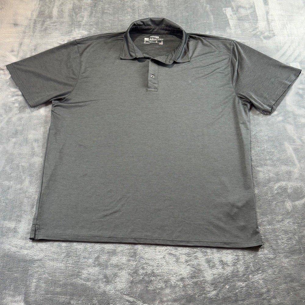 Ariat Mens Charger 2.0 Fitted SS Polo Shirt Gray XL 10039548